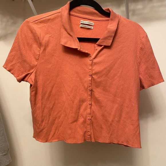 Urban Outfitters Heath Button-Up Polo Crop Top Large - Picture 2 of 3